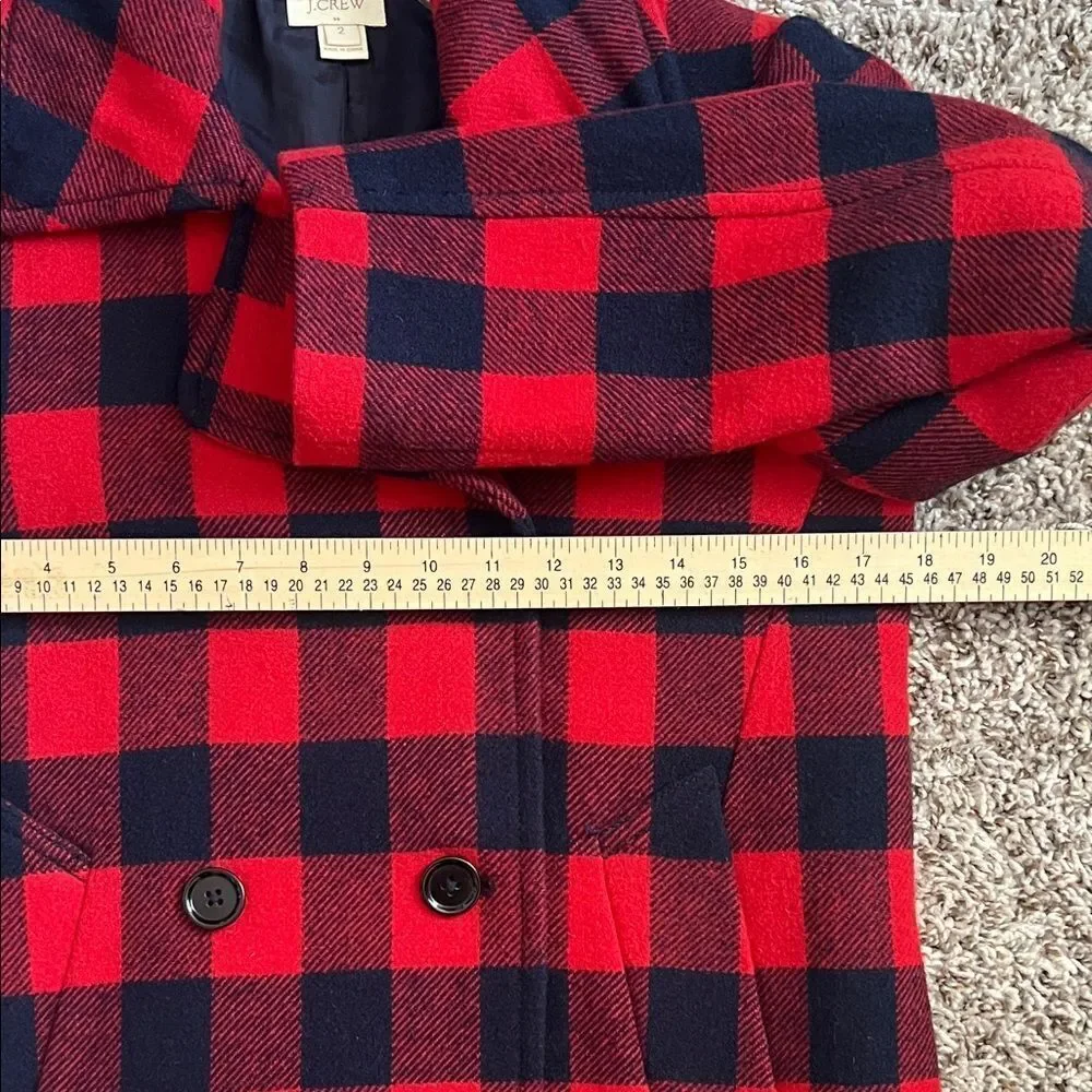 Like New! J. Crew Wool Blend Buffalo Check Peacoat Red and Blue in Size 2